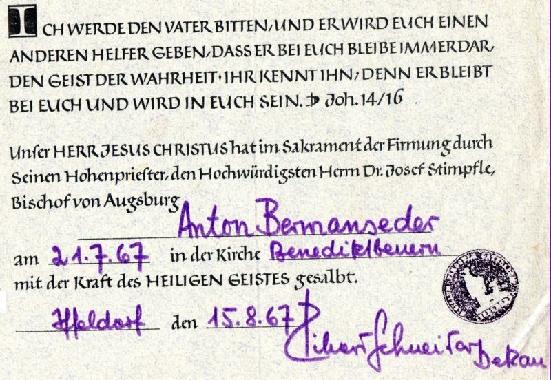 confirmation.